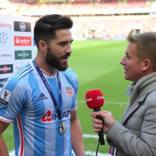 Star Striker Talks About His Winning Goal in the Post-Match Interview